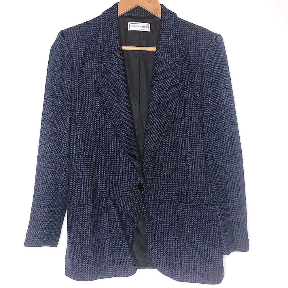 Vintage Jones New York Navy Plaid Blazer